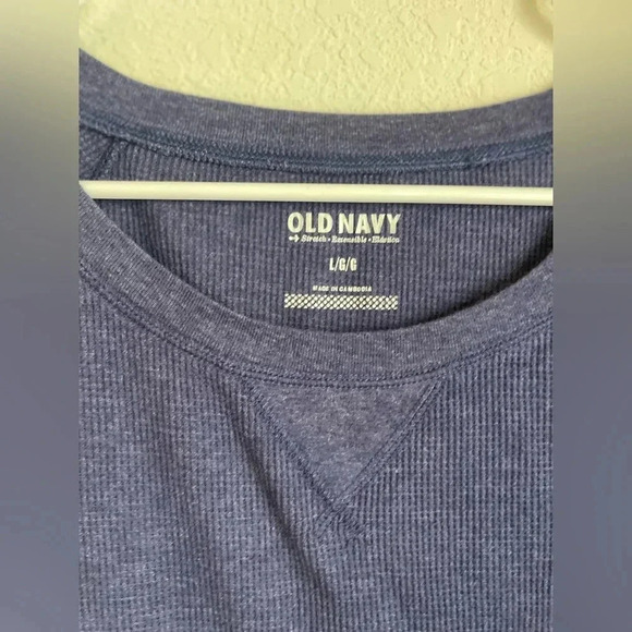 Old Navy women’s Indigo waffle knit long sleeve stretch shirt size L - Picture 3 of 4